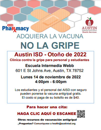 Flu clinic flyer in Spanish